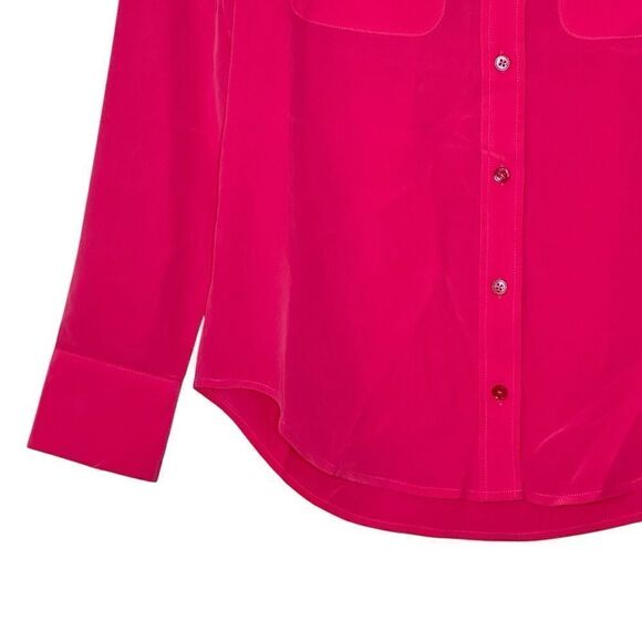Equipment Slim Signature Pink Silk Long Sleeve Button Up Shirt | Size S - Picture 7 of 10